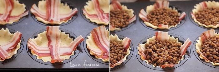 Mini tarte cu linte si bacon detaliu preparare